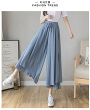 Load image into Gallery viewer, Women Pants Culottes Elastic Wide Leg Irregular Hem Double Layers Korean Trousers Summer Casual Loose Pleated Pants
