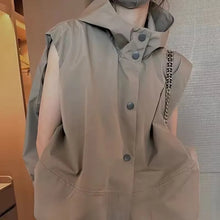 Load image into Gallery viewer, Women Hooded Vests Coats Single Breasted Loose Casual Tops Spring Autumn Korean Simple All-match Breathable Waistcoat
