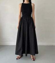Load image into Gallery viewer, Female Fashion Style Dress New Summer Simple Elegant Black Long Dresses For Women Round Neck Sleeveless High Waist Temperament
