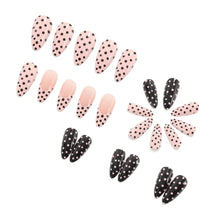 Load image into Gallery viewer, Medium long fake nails for women girls pink white black red blue brown polka dots design almond ballet tips press on false nail
