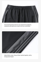 Load image into Gallery viewer, Men Fashion Tracksuit 2‑Piece Set, Stand Collar Zip‑Up Jacket &amp; Drawstring Pants, Striped Casual Sports Outfit For Autumn Winter
