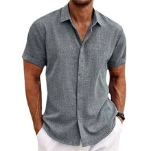 Load image into Gallery viewer, Mens Golf Shirts for Men Summer Beach Loose Shirt Button Down Short Sleeve Blouses Solid Print Casual Linen Shirts Streetwear
