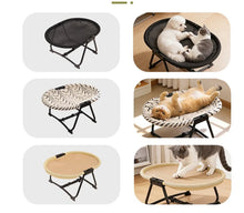 Load image into Gallery viewer, Foldable Elevated Pet Bed Breathable Linen Mesh Raised Cat Dog Sleeping Indoor Small Puppy Kitten Rest Sofa with Storage Bag
