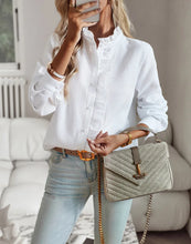 Load image into Gallery viewer, Women's Shirt Elegant Long Sleeve Ruched Stand Neck Office Lady Blouse Casual Button Shirts Harajuku Tunics Street Simple Tops
