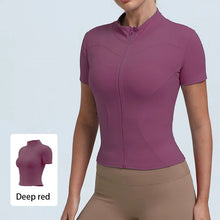 Load image into Gallery viewer, New Women's High-Elastic Yoga Jacket — Form-Fitting, "Naked-Feel" Running &amp; Fitness Top (Short Sleeve)
