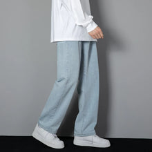 Load image into Gallery viewer, 2026 New Korean Men's Casual Long Jeans Classic Man Straight Denim Wide-leg Pants Solid Color Light Blue Grey Black
