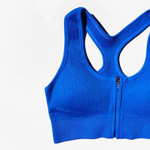 Load image into Gallery viewer, Sports Bra Crop Top Zipper Fitness Women Sportswear Sport Top Bras For Fitness Gym Female Running Push Up Yoga Workout Bra
