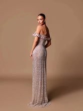 Load image into Gallery viewer, Elegant Off The Shouldre Evening Dresses Sexy Floral Appliques Sequined Prom Dress Customized High Side Slit Party Gown
