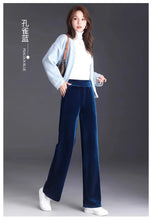 Load image into Gallery viewer, Women's pants with many reviews flared pants ice silk pants wide leg pants, high waisted blue loose straight leg pants 6XL
