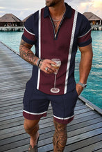 Load image into Gallery viewer, Summer Men's Tracksuit Short Sleeve Polo Shirt Set Fashion Luxury Chain Print Clothing 2 Pieces Casual Suit Streetwear Outfit
