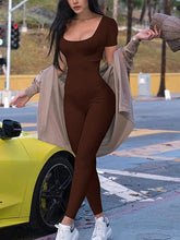 Load image into Gallery viewer, Women's Rompers Short Sleeve Solid Skinny Bodycon Jumpsuits Fashion Sports Fitness Casual Activity Streetwear Overalls
