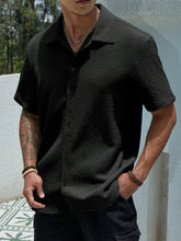 Load image into Gallery viewer, Men's casual shirts, short-sleeved men's shirts, summer clothes, pleated fabrics, light and breathable, suitable for queuing for
