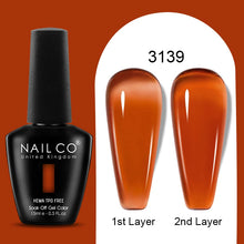 Load image into Gallery viewer, NAILCO 15ml Colorful Jelly Gel Nail Polish Gorgeous Color HEMA TPO FREE Soak Off UV LED Semi Permanent Long Wear Gel Varnish
