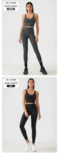 Load image into Gallery viewer, Women's Workout Set: Shock-Absorbing, Pushing-Up, Side-Bust-Control Sports Bra with High-Waisted Peach-Butt Yoga Top

