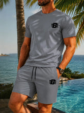 Load image into Gallery viewer, Men's 2-Piece Tracksuit Casual Sportswear Set Short Sleeve T-Shirt + Shorts Quick Dry Breathable Gym Fitness Running Outfit
