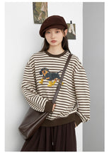 Load image into Gallery viewer, Striped Dog Print Loose Tee
