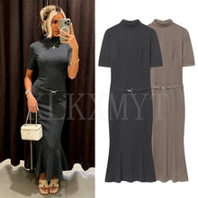 Load image into Gallery viewer, Elegant Belted Casual Midi Dress
