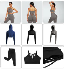 Load image into Gallery viewer, Ensemble Female 3 Pieces Yoga Set Gym Workout Clothes for Women Sport Long Sleeve Hoodie Sweater Active Wear Sport Set Tracksuit

