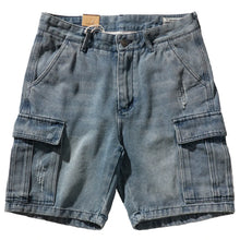 Load image into Gallery viewer, Retro Denim Utility Knee Shorts
