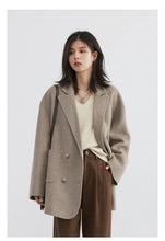 Load image into Gallery viewer, CHIC VEN Women's Woolen Coats Loose Casual Double Breasted Retro Double-sided Jacket Office Lady Outerwear Autumn Winter 2026
