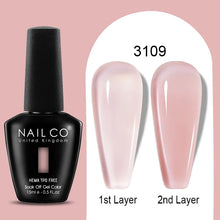 Load image into Gallery viewer, NAILCO 15ml Colorful Jelly Gel Nail Polish Gorgeous Color HEMA TPO FREE Soak Off UV LED Semi Permanent Long Wear Gel Varnish
