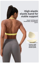 Load image into Gallery viewer, Strappy Bra for Women Open Back Halter Sports Bra Light Support Gym Crop Top Seamless Workout Yoga Top Bra Padded Bras
