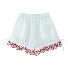 Load image into Gallery viewer, Women's Embroidered Shorts Summer New Elastic Waist With Pockets Lace-up Shorts Fashion Casual Female Shorts

