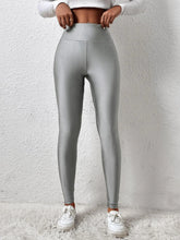 Load image into Gallery viewer, New European-style Gray Glossy Leggings High-waisted Solid Color Nine-point Pants Fashion High-stretch Waist Tight Leg Pants
