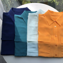 Load image into Gallery viewer, Women Real Silk Shirts Classic Double Pockets Solid Color Casual Fashion Long Sleeve Thin Shirt Blouses Tees
