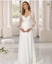 Load image into Gallery viewer, Maternity Boho Lace Wedding Gown
