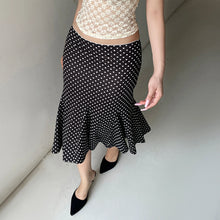 Load image into Gallery viewer, Dot Print Low Waist Skirts Spring Summer Vintage Casual Skirts Women Fashion Midi Skirts
