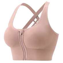 Load image into Gallery viewer, High-strength Shockproof Front-zip High Elasticity Anti-sagging Plus-size 100% Nylon High Support Seamless Sports Bra Beautiful

