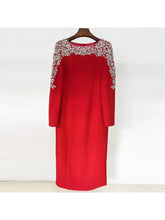 Load image into Gallery viewer, Elegant Beaded Straight Midi Dress
