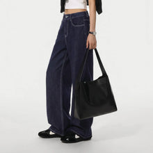Load image into Gallery viewer, Maden Women's Vintage 12.4oz Washed Denim Jeans Straight Wide-Leg Casual Loose Fit Blue Trousers For Spring and Fall Streetwear
