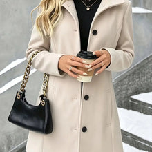 Load image into Gallery viewer, Women's Mid-Length Woolen Coat Autumn Winter New Style Single Button Casual Coat Flip Collar Classic Elegant Outerwear
