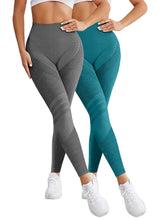 Load image into Gallery viewer, 2 Pieces Legging Woman Push Up Workout Sport Leggings Women Scrunch Butt Female Outfit Gym Seamless Legging Pants
