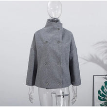 Load image into Gallery viewer, 2025 Autumn Woolen Coats Women Casual Double Breasted Stand Collar Female Office Short Jackets Chic Lady Loose Street Outwear
