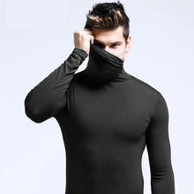 Load image into Gallery viewer, Slim Black Turtleneck Tee Men
