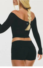 Load image into Gallery viewer, C-B Women's Yoga Set: Long-sleeved V-neck T-shirt &amp; High-waisted Cuffed Shorts &amp; Leggings, Suitable for Gym Workouts.
