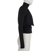 Load image into Gallery viewer, Elegant Black Turtleneck Tee Women
