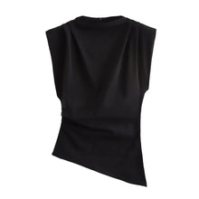 Load image into Gallery viewer, HH Woman's Summer Casual Asymmetrical Tops 3 Color Solid O-Neck Sleeveless Back Zipper Women New Fashion Slim Tops Mujer
