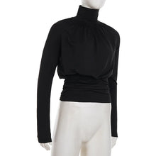 Load image into Gallery viewer, Elegant Black Turtleneck Tee Women

