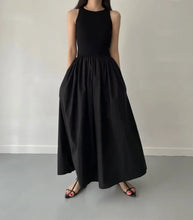 Load image into Gallery viewer, Female Fashion Style Dress New Summer Simple Elegant Black Long Dresses For Women Round Neck Sleeveless High Waist Temperament
