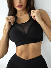 Load image into Gallery viewer, Women's Fitness Yoga Set Nude Mesh Splicing Bra with High-Waisted Leggings Cross-Border Fishing Net Design for Comfortable Wear
