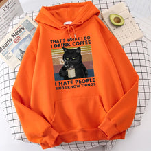 Load image into Gallery viewer, Men's fashion hoodie, high-quality cat drinking coffee print hoodie, fashionable casual hoodie, Harajuku hoodie
