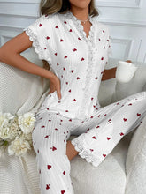 Load image into Gallery viewer, Cherry Lace Trim Pajama Set
