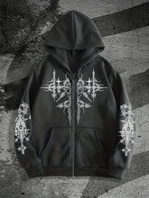 Load image into Gallery viewer, Unisex Gothic Dark Print Zip-Up Hoodie Trendy Streetwear Casual Everyday Fashion Unisex Style Holiday Gift
