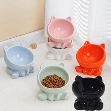 Load image into Gallery viewer, Cat Bowl Pet Accessories Ceramic Diagonal High Feet Cute Protection Cervical Spine Dog Bowl Drink Water Bowl Pet Supplies
