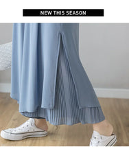 Load image into Gallery viewer, Women Pants Culottes Elastic Wide Leg Irregular Hem Double Layers Korean Trousers Summer Casual Loose Pleated Pants
