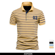Load image into Gallery viewer, Striped Embroidered Cotton Summer Polo
